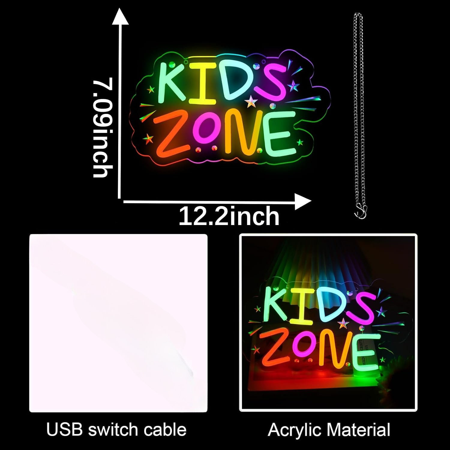 Kids Zone Neon Sign Art Wall L - Kids Outdoor Zone のレビューと価格
