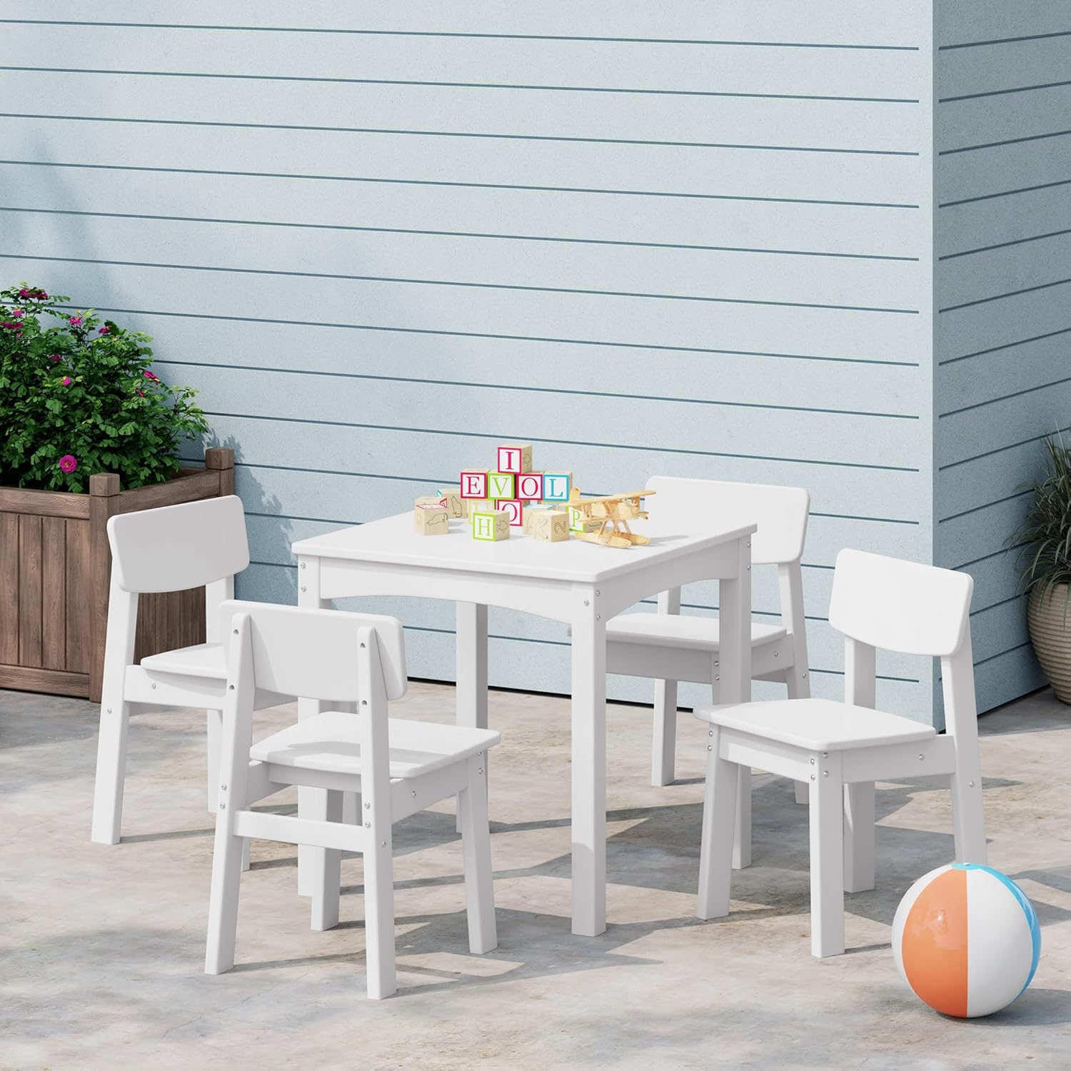 Kids 5-Piece HDPE Dining Table - Kids Outdoor Dining Set のレビューと価格