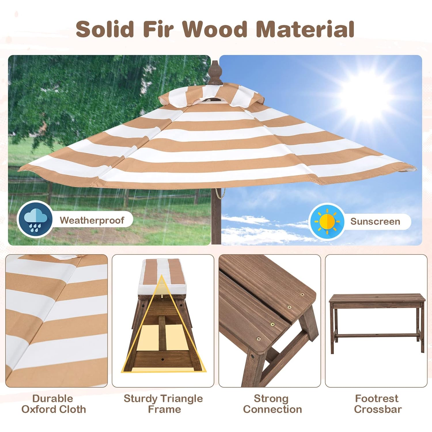 Kids Picnic Table, Outdoor Woo - Kids Outdoor Table With Umbrella のレビューと価格