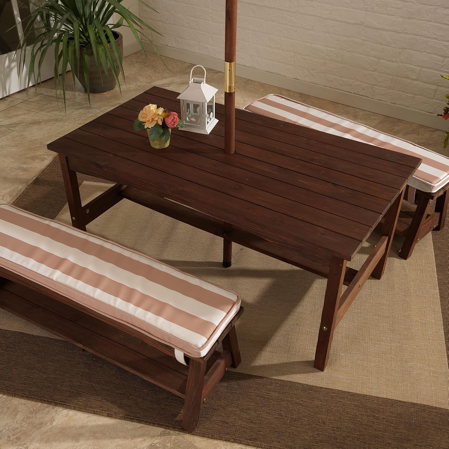 Outdoor Wooden Table & Bench S - Kids Outdoor Table With Umbrella のレビューと価格
