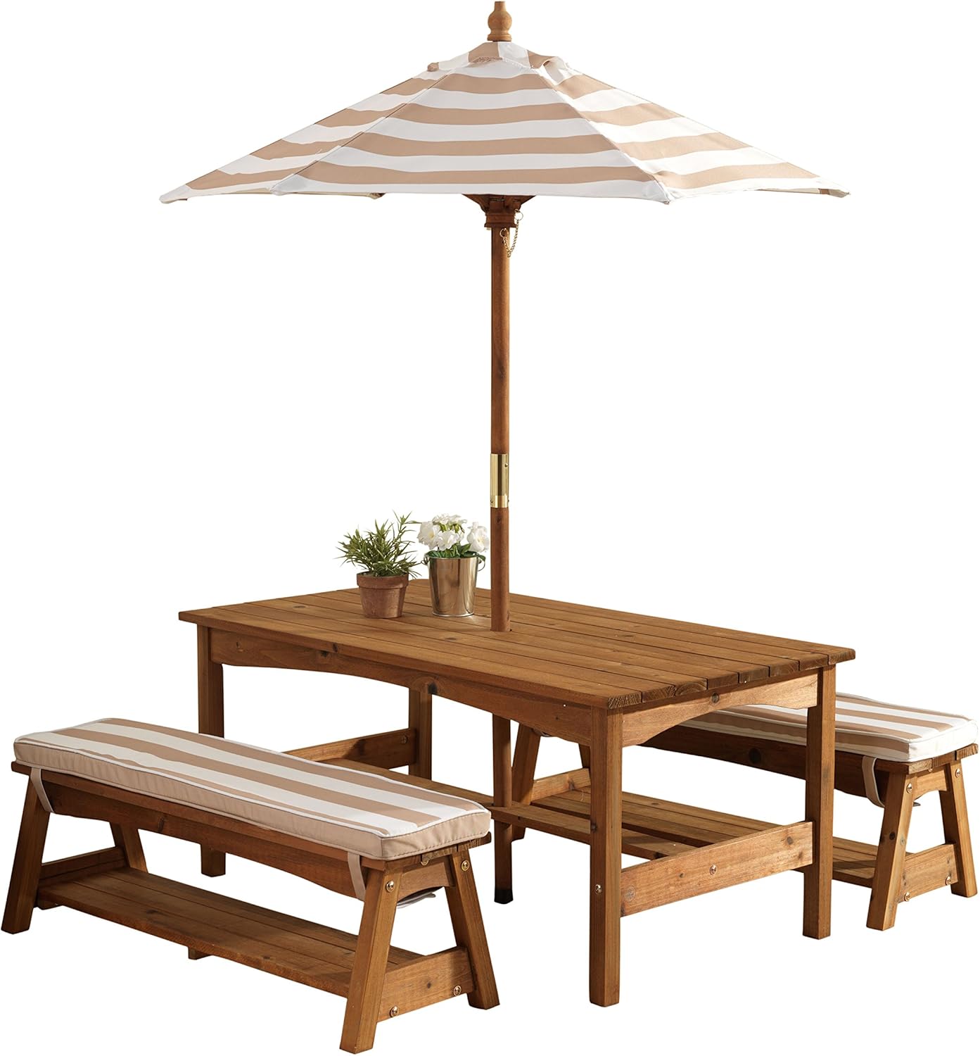 Outdoor Wooden Table & Bench S - Kids Outdoor Table With Umbrella のレビューと価格