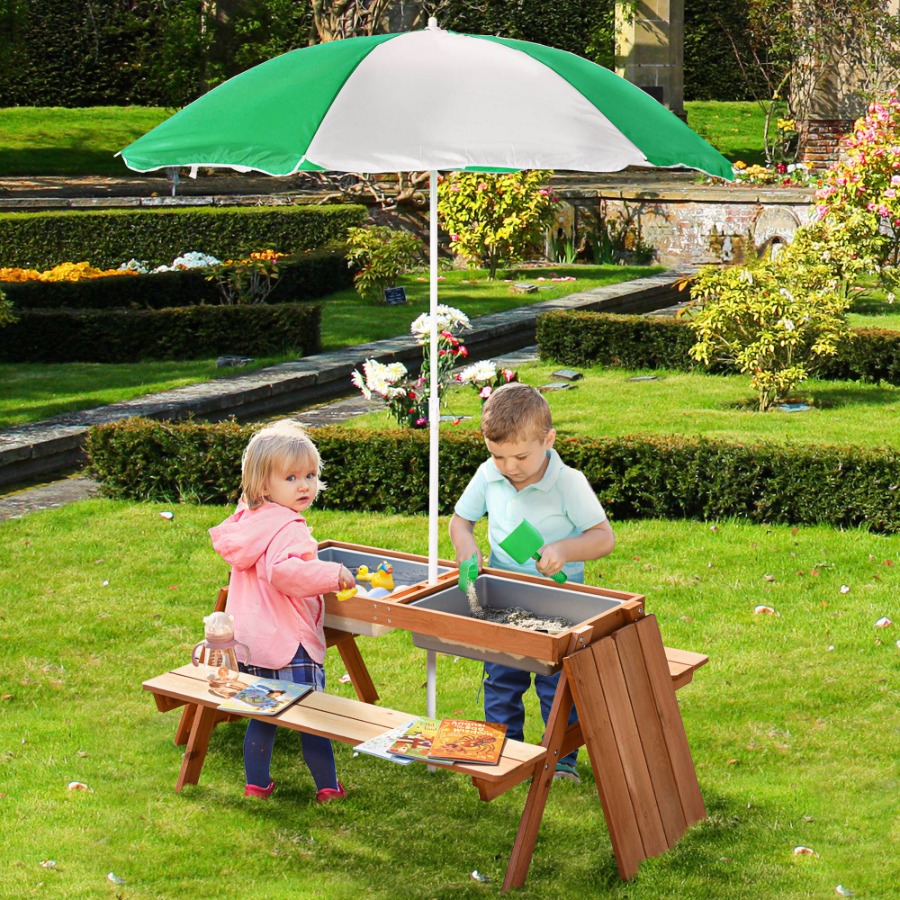 Outdoor wooden kids picnic tab - Kids Outdoor Table With Umbrella のレビューと価格