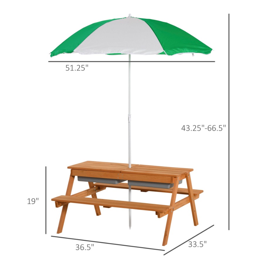 Outdoor wooden kids picnic tab - Kids Outdoor Table With Umbrella のレビューと価格