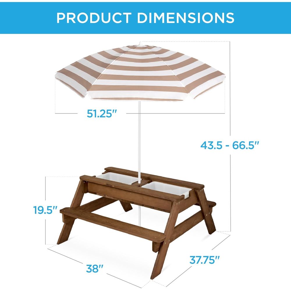 Kids Picnic Table with Umbrell - Kids Outdoor Table With Umbrella のレビューと価格