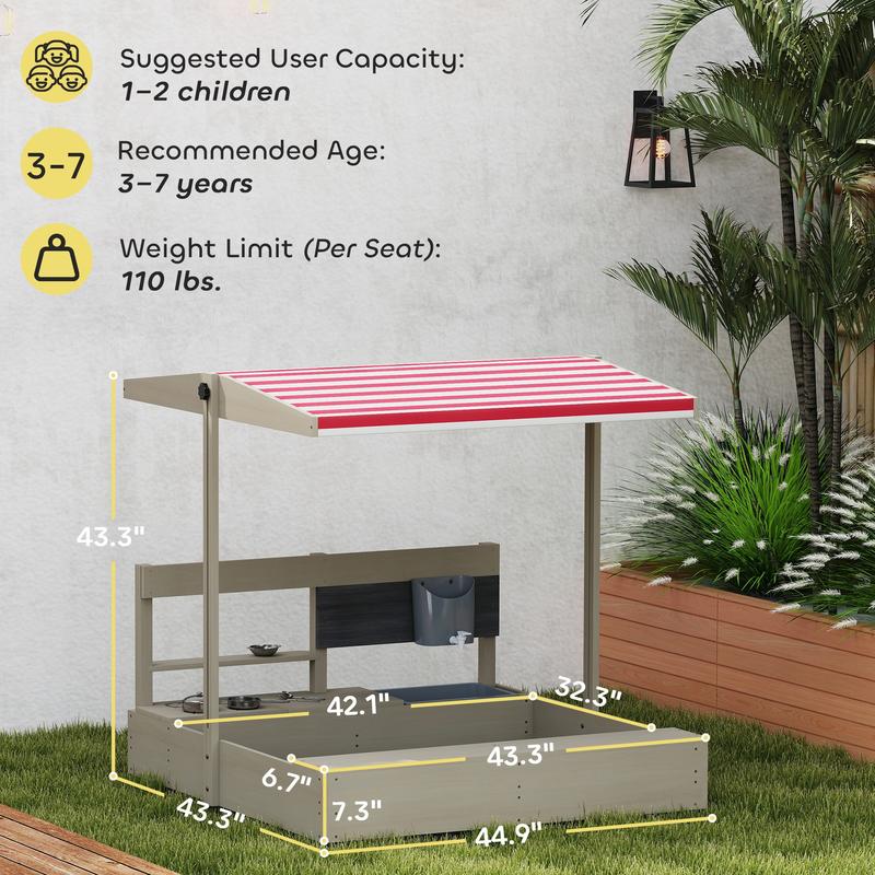 Outsunny Kids Sandbox with Hei - Kids Outdoor Kitchen のレビューと価格