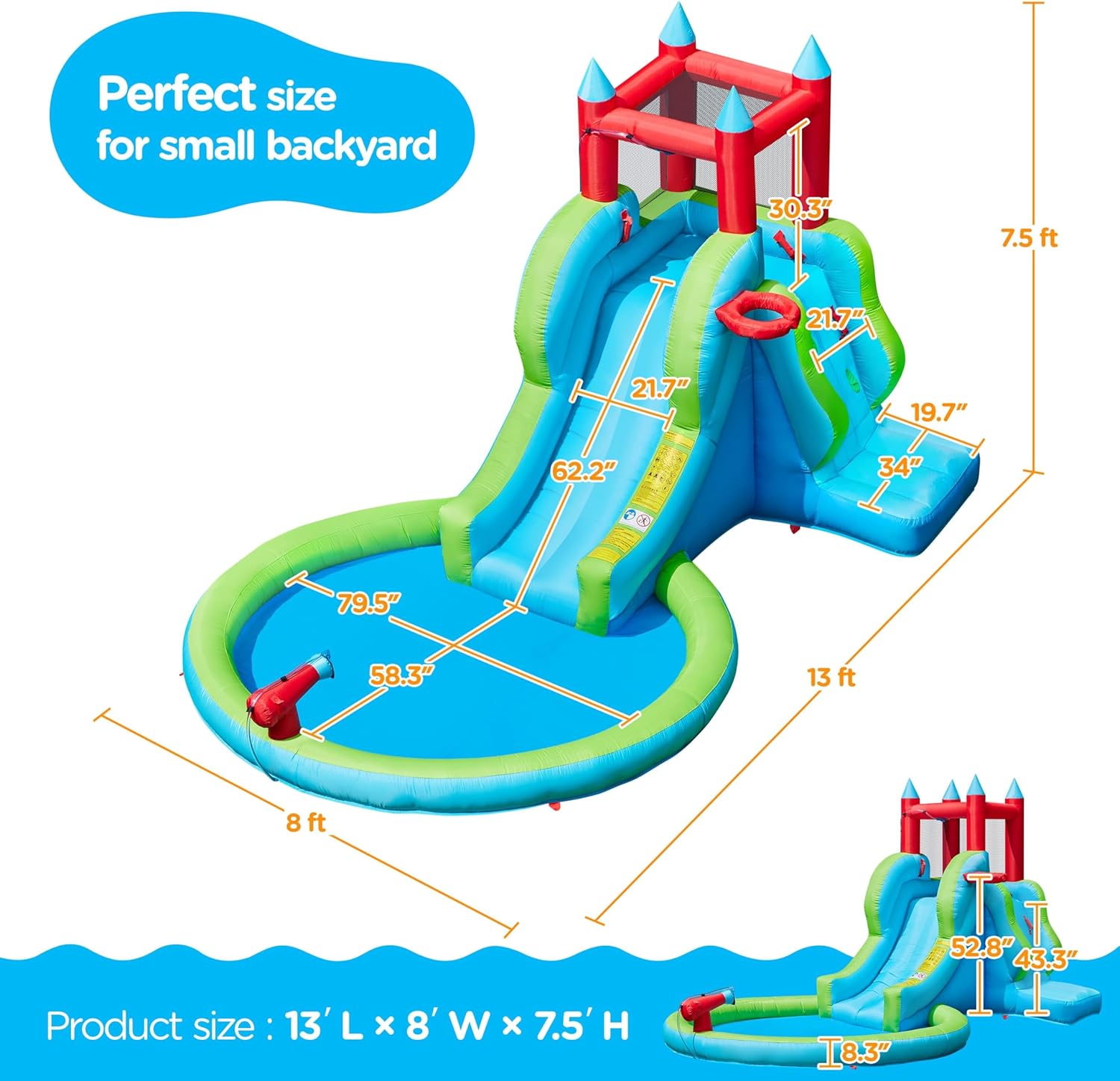 Inflatable Water Slide, 5-in-1 - Kids Outdoor Climbing Wall のレビューと価格