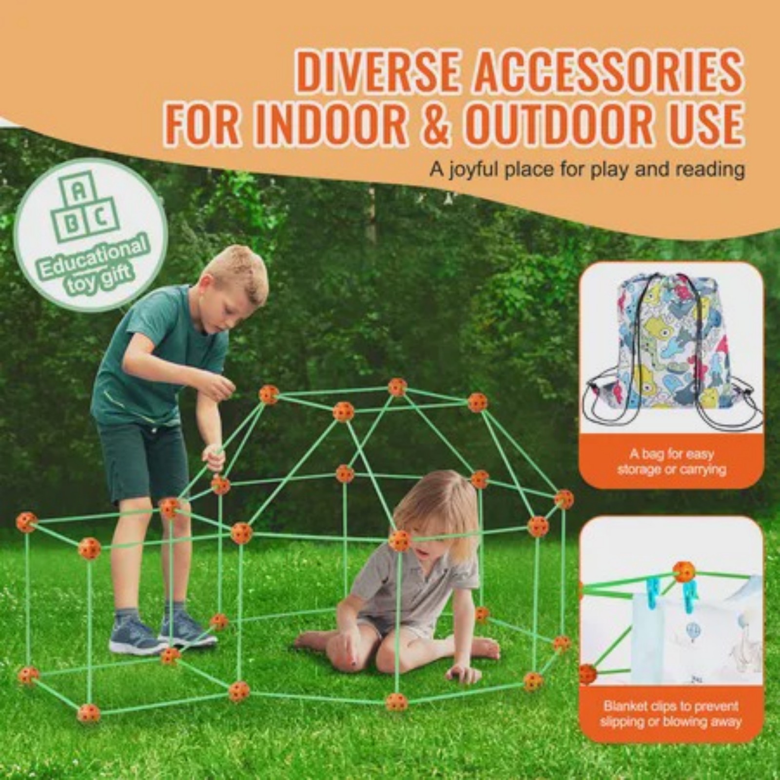 Fort Building Kit for Kids 140 - Kids Outdoor Fort Building Kit のレビューと価格