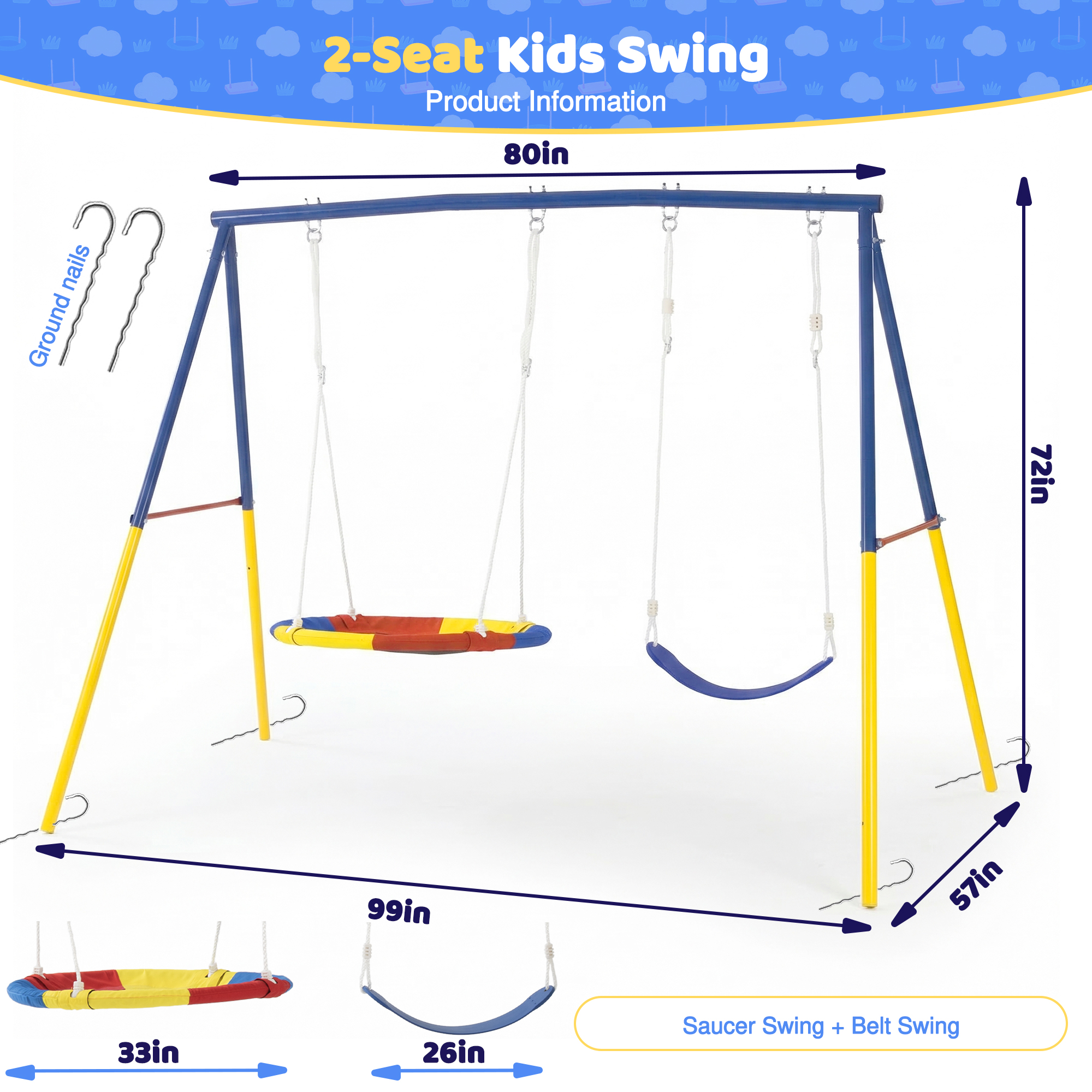 Outdoor Swing Set with Backyar - Kids Outdoor Swing のレビューと価格