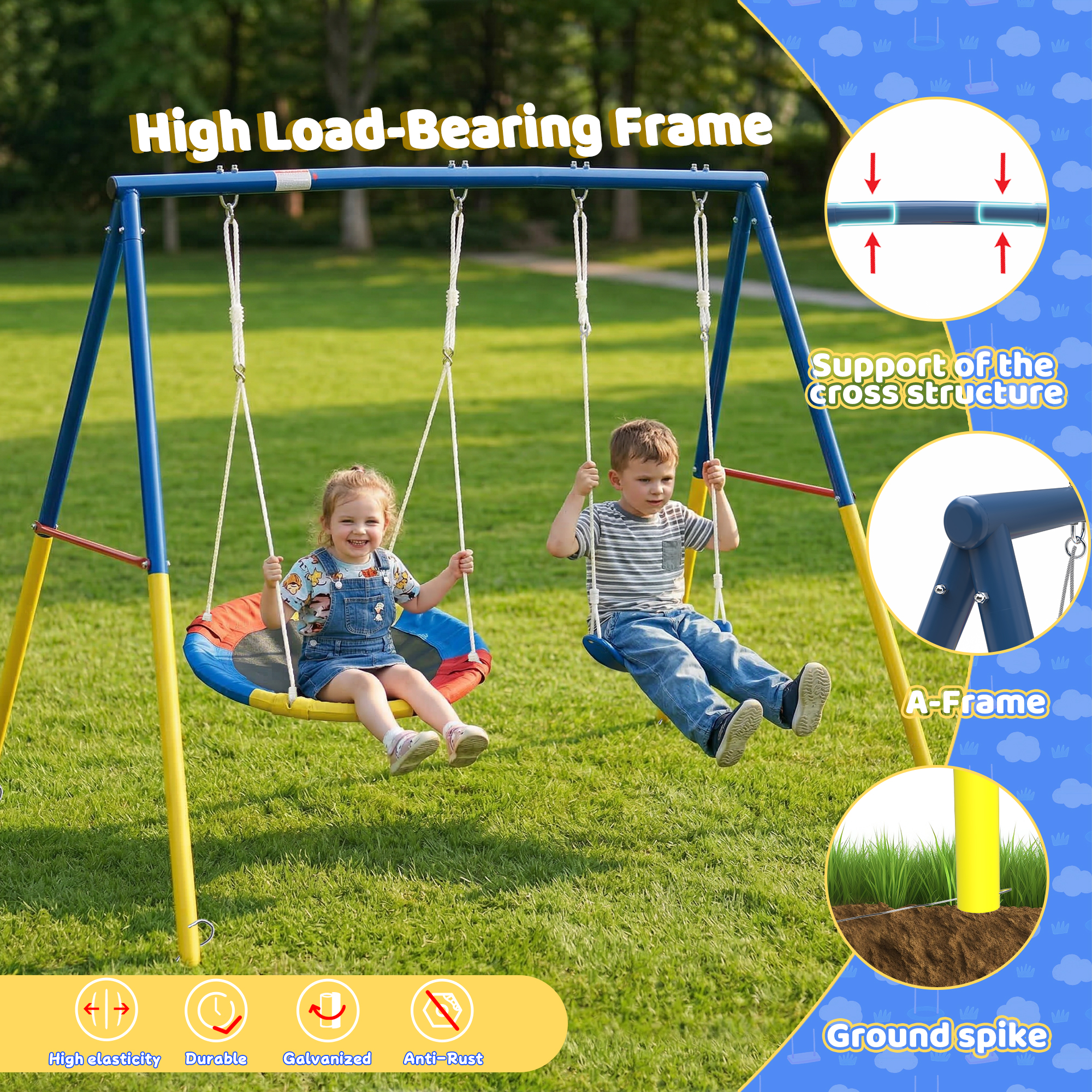 Outdoor Swing Set with Backyar - Kids Outdoor Swing のレビューと価格