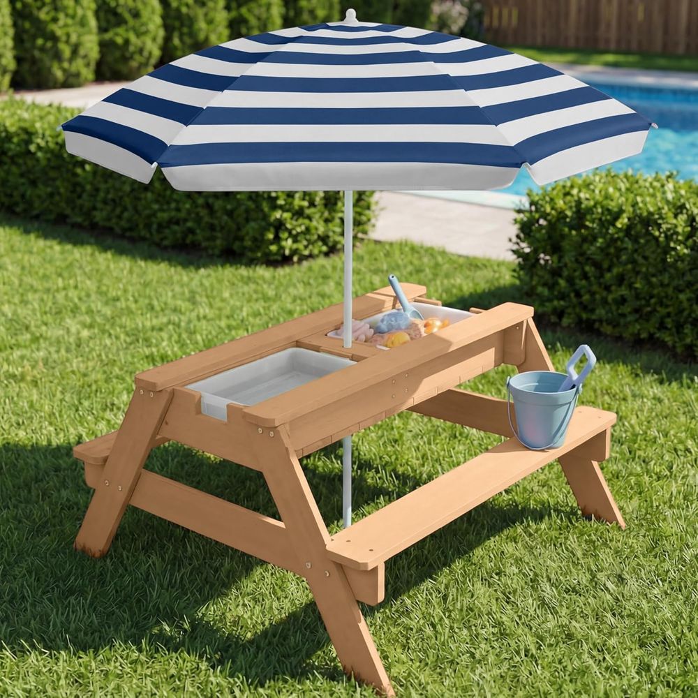 Kids Picnic Table with Umbrell - Kids Outdoor Table With Umbrella のレビューと価格