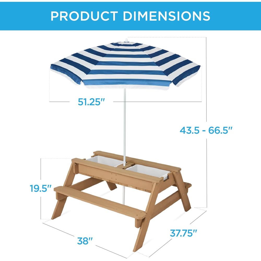 Kids Picnic Table with Umbrell - Kids Outdoor Table With Umbrella のレビューと価格