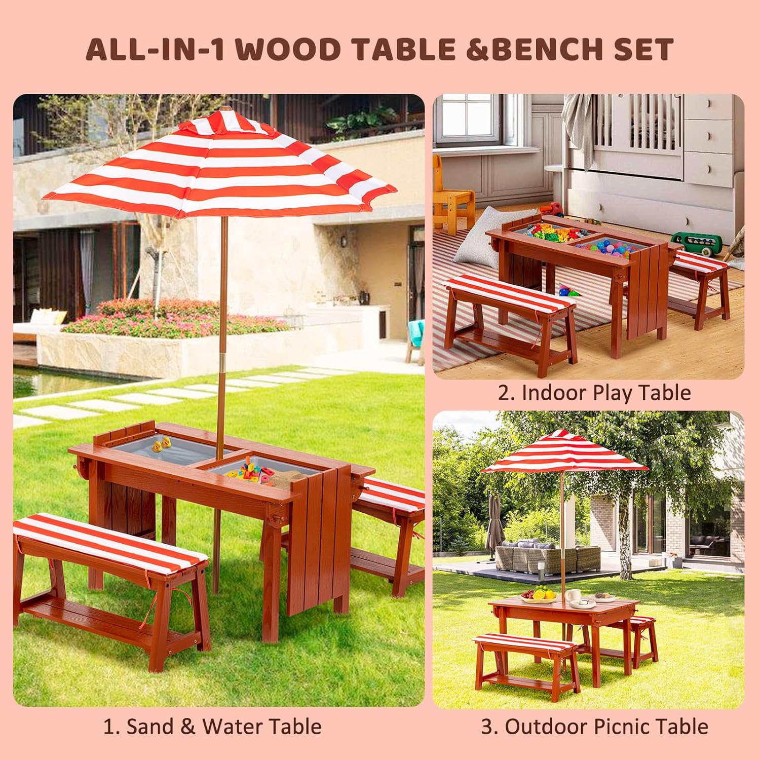 Kids Picnic Table with Umbrell - Kids Outdoor Table With Umbrella のレビューと価格