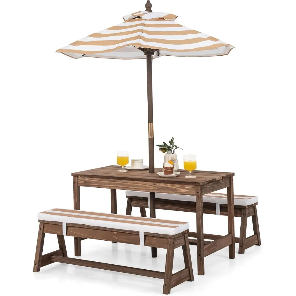 Kids Picnic Table, Outdoor Woo - Kids Outdoor Table With Umbrella のレビューと価格