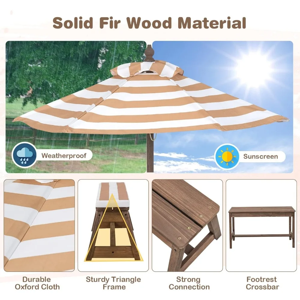 Kids Picnic Table, Outdoor Woo - Kids Outdoor Table With Umbrella のレビューと価格