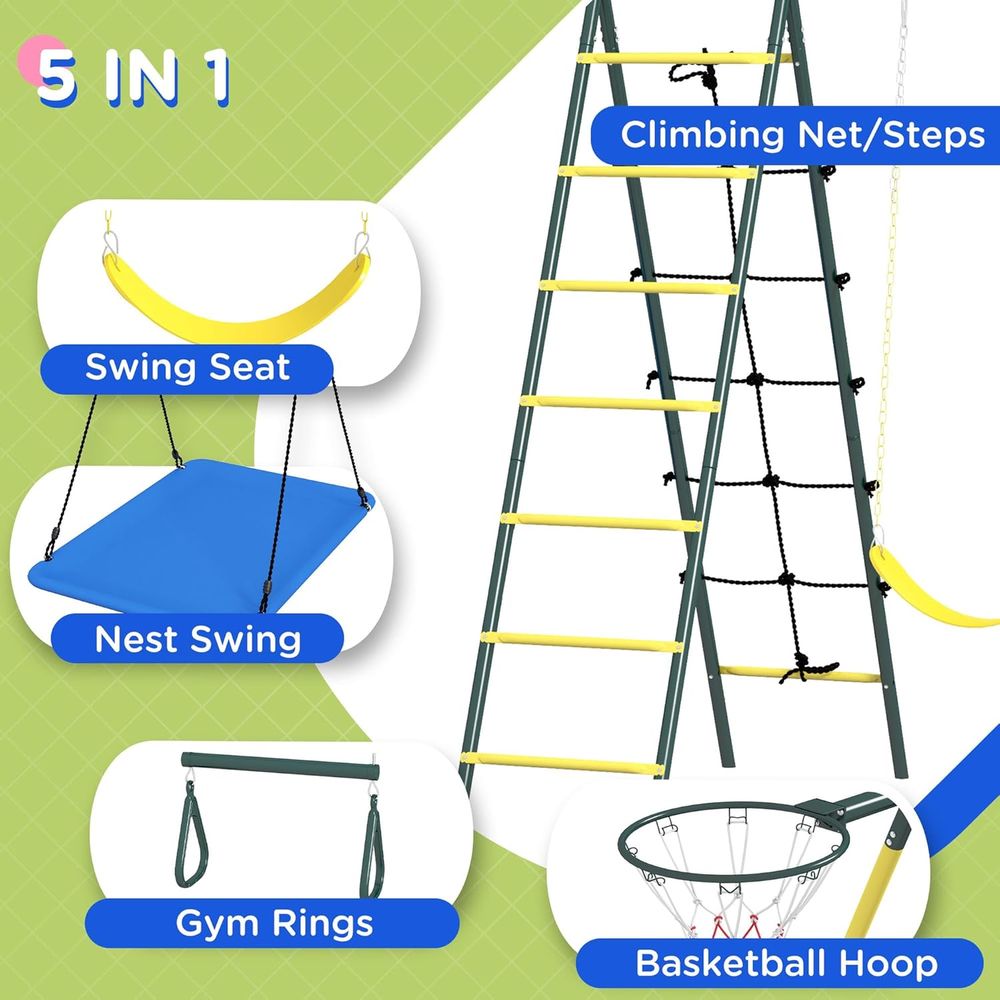 5-in-1 Heavy-Duty Outdoor Play - Kids Outdoor Swing のレビューと価格